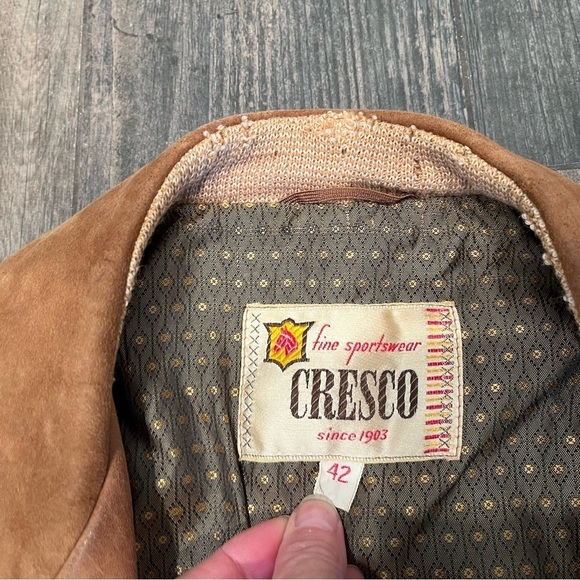 Cresco Suede Leather Bomber Jacket Vintage 60’s 70’s Retro - Picture 12 of 13
